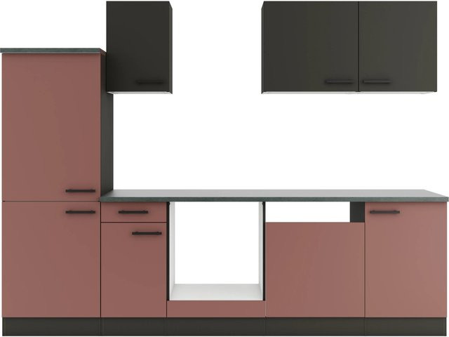 OPTIFIT Küchenzeile Madrid420/Nizza407 in Anthrazit und Rostrot, Breite: 270 cm, Höhe: 214 cm, Tiefe: 60 cm - Bild 1
