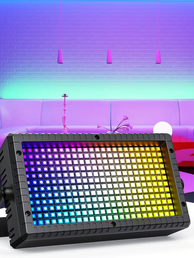 U'King 4er Set LED Wall Wash Licht, 60W 3in1 RGB Strobe Effekt, DMX512 DJ Wash Bar Bühnenbeleuchtung in Schwarz - Bild 4