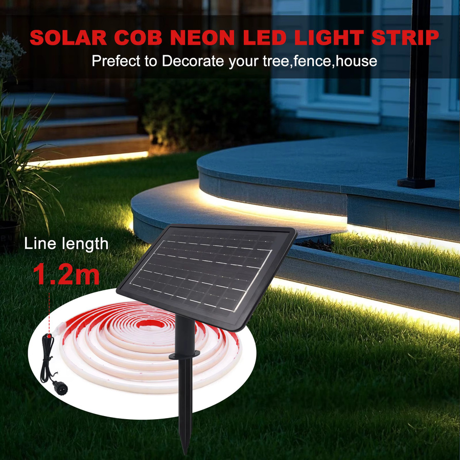 HEGEHE Solar COB Neon-Streifen IP68 Wasserdicht 24V LED-Licht in Weiß, Rot, Grün oder Multicolour - Bild 2