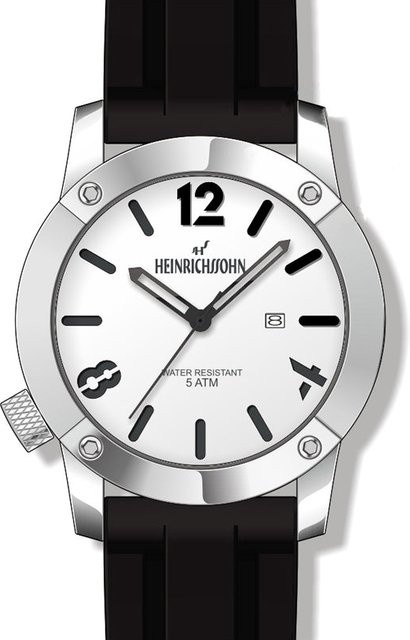 HEINRICHSSOHN Herrenuhr, Quarz, Edelstahl, 46 mm, Silikon, Silber - Bild 1