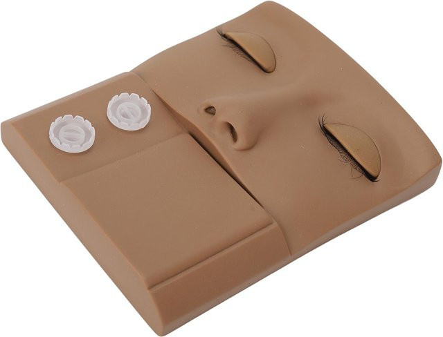 Koogeelife Wimpern Übungskopf mit austauschbarem Augenlid, Braun, PVC - Bild 1