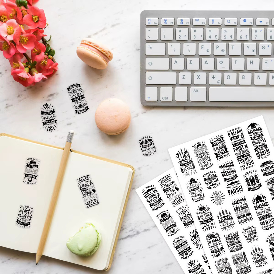 50 Stück selbstklebende Ramadan Aufkleber mit islamischen Zitaten in Schwarz für Scrapbooking, Planer und Geschenke - Bild 4
