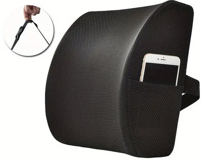 Lordosenstütze Kissen aus Memory Foam in Schwarz für Autositz und Home Office mit abnehmbarem Bezug von Household supplies MH - Bild 1