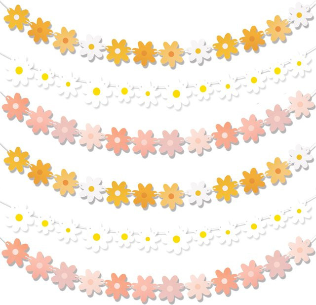 WEIGAO Boho Gänseblümchen Papiergirlanden als hängendes Banner für Geburtstag, Babyparty oder 60er-70er-Jahre-Partys - Bild 1