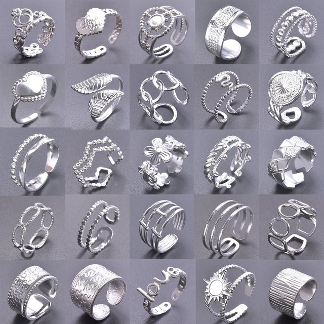 GLOWCAT Ringe, Edelstahl, Sterne, Silber, Damen - Bild 1