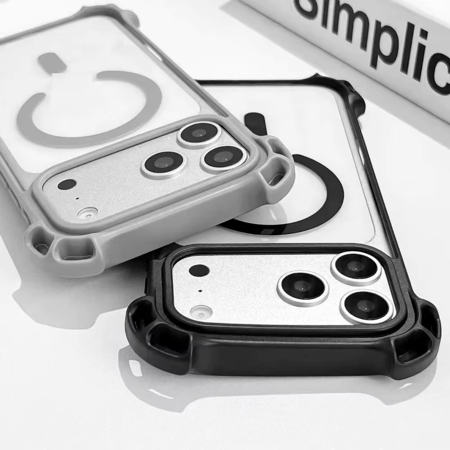 Fashion Bounce Magnetische Anti-Drop Schutzhülle für iPhone 17 Pro Max, 16, 15 Plus, 14, 13 in Transparent oder Schwarz - Bild 2