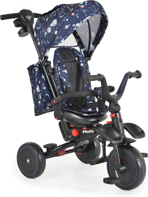 Byox Pluto Dreirad Tricycle, faltbar, EVA-Reifen, Schiebestange, Sitz drehbar, blau, ab 18 Monaten - Bild 1