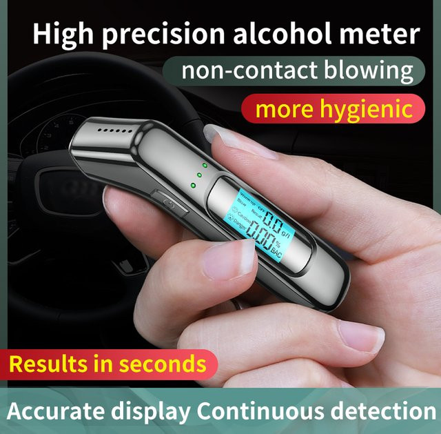 PHONEPACE Berührungsloser Alkoholtester mit LCD-Display, hochpräziser digitaler Alcometer, wiederaufladbar via USB, Schwarz - Bild 1