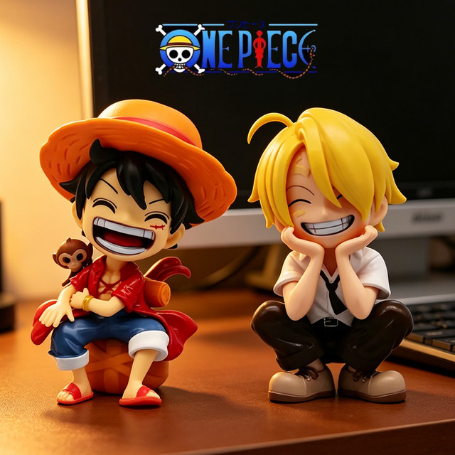 Bandai One Piece Luffy Zoro Sanji Chibi-Figuren, PVC, Mehrfarbig - Bild 1