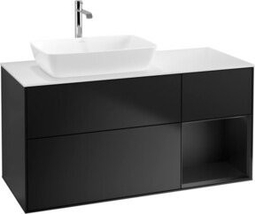 V&B Waschtischunterschrank Finion mit Wandbeleuchtung in Blau lackiert, Breite: 120 cm, Tiefe: 50,1 cm, Höhe: 50,1 cm - Bild 1