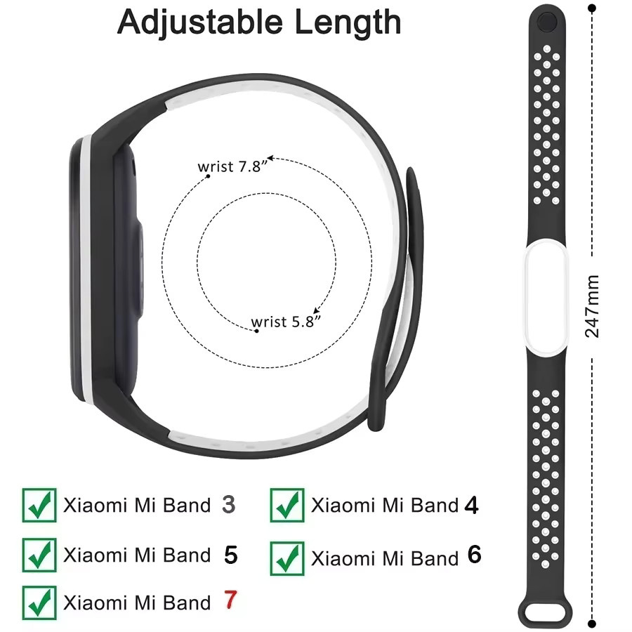 Xiaomi Uhrenarmband Silikon, Schwarz, Mi Band 7 6 5 4 3 NFC - Bild 3