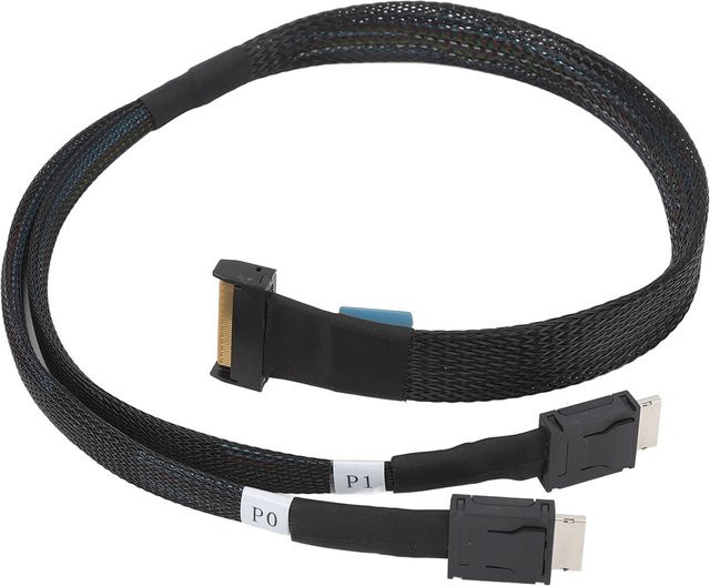 Qiilu PCIe 5.0 Kabeladapter MCIO X8 auf 2 SFF 8611 Oculink SFF 8611 4i auf 8i, Schwarz, Länge: 50 cm - Bild 1