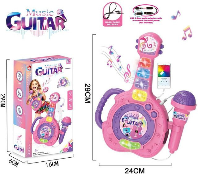 Linyi toy car Elektrische Gitarre Musikspielzeug, mit Mikrofon, ab 0 Jahren - Bild 1