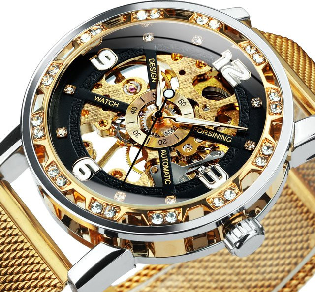 Forsining Armbanduhr, Automatik, Gold, Edelstahl, Zirkonia, Herren - Bild 1