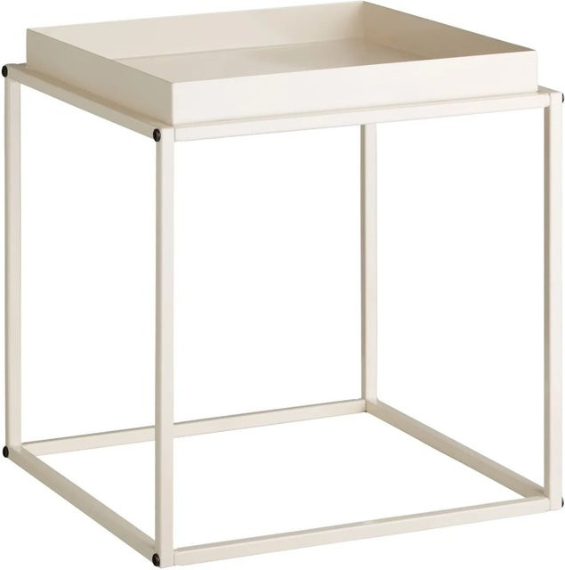 Tectake Beistelltisch Cambridge aus Stahl mit Ablage in Tablettform, Beige, B/T/H: 40 x 40 x 44 cm - Bild 1