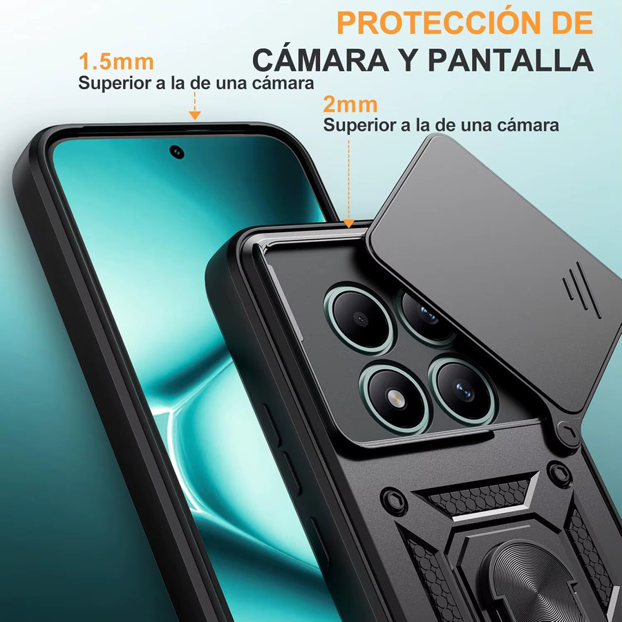Stoßfeste Panzer-Handyhülle aus Hartschalen-PC für Xiaomi Redmi Note 15 Pro Plus und Poco M8 Pro in Schwarz - Bild 2