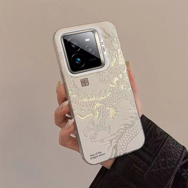 Stoßfeste TPU Schutzhülle mit Drachen-Design für OPPO und Realme in Silber - Bild 4