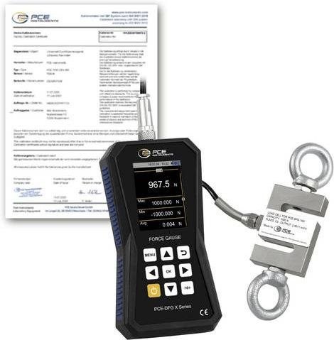 PCE Instruments Kraftmessgerät PCE-DFG 1K X-ICA in Schwarz mit 1000N, 7.200Hz und ISO-Zertifikat - Bild 1