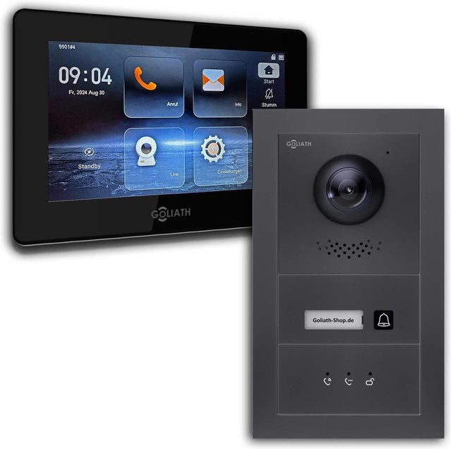 Goliath IP Video Türsprechanlage mit 7 Zoll Display in Schwarz Anthrazit mit WLAN und Ethernet/LAN - Bild 1