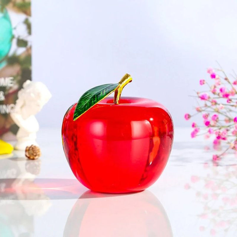 Dekorative Kristall-Äpfel aus Glas und Kunstharz als Heimdekoration in Rot oder Grün - Bild 1