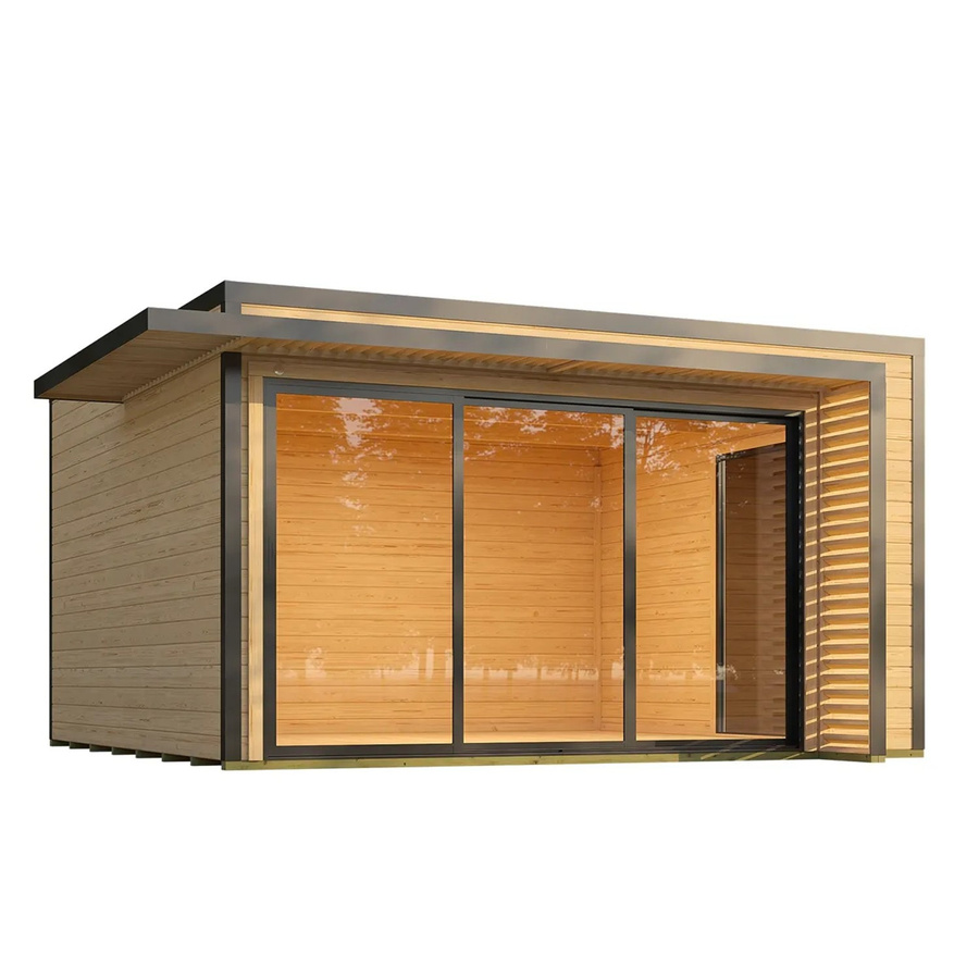 Weka Gartenhaus Amberley mit Schiebetür und 2 Fenstern, Flachdach, Holz, B/T: 400 x 400 cm - Bild 2