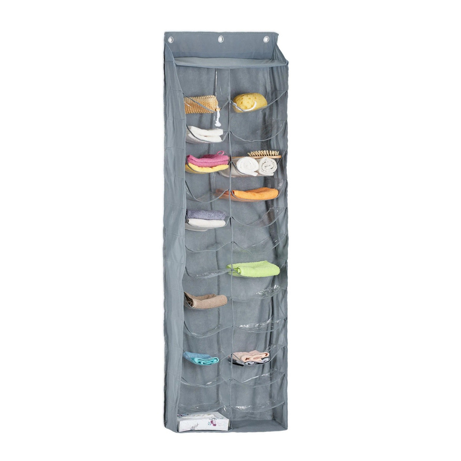 Relaxdays Türorganizer aus Baumwolle in Grau und Transparent, faltbar, Höhe: 160 cm, Breite: 54 cm, Tiefe: 14 cm - Bild 2