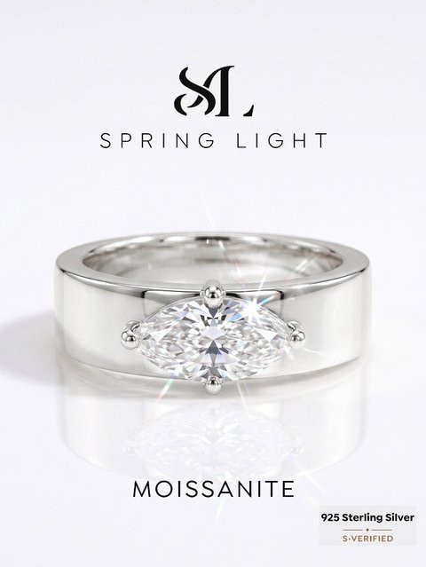 Marquise Ring 925 Silber, Diamant, Damen, Vintage - Bild 1