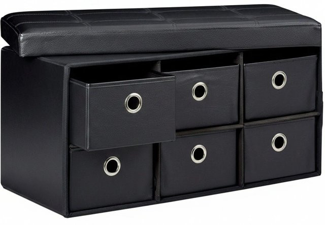 Relaxdays Sitzbank aus Kunstleder Schwarz, faltbar und gepolstert mit Stauraum, B/H/T: 76 x 38 x 38 cm - Bild 1