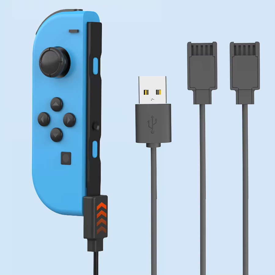 ALLOYSEED 2-in-1 Reise-USB-Ladekabel für Nintendo Switch Joycon Controller in Schwarz - Bild 3