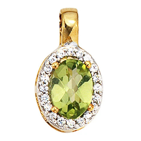 Colfem Anhänger oval, 585 Gelbgold bicolor, Peridot grün, 20 Diamanten, Unisex - Bild 1