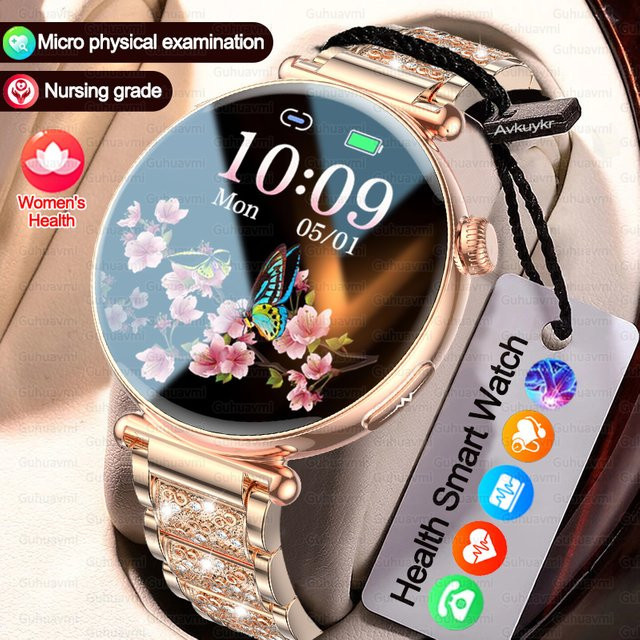 GUHUAVMI Smartwatch für Frauen mit 1,32 Zoll AMOLED Bildschirm, Pink, mit Anruffunktion und EKG-Messung - Bild 1