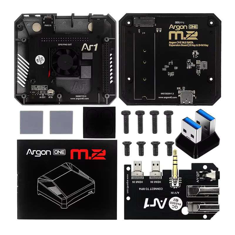 Argon ONE M.2 Gehäuse aus Aluminium mit USB 3.0 auf M.2 SATA SSD-Adapter und integriertem Lüfter für Raspberry Pi 4B in Schwarz - Bild 3