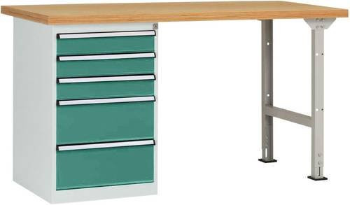 Manuflex Werkbanksystem WC5114.0001 in Grau und Grün mit Stahl und Gummi, B/T/H: 300 x 150 x 80 cm - Bild 1