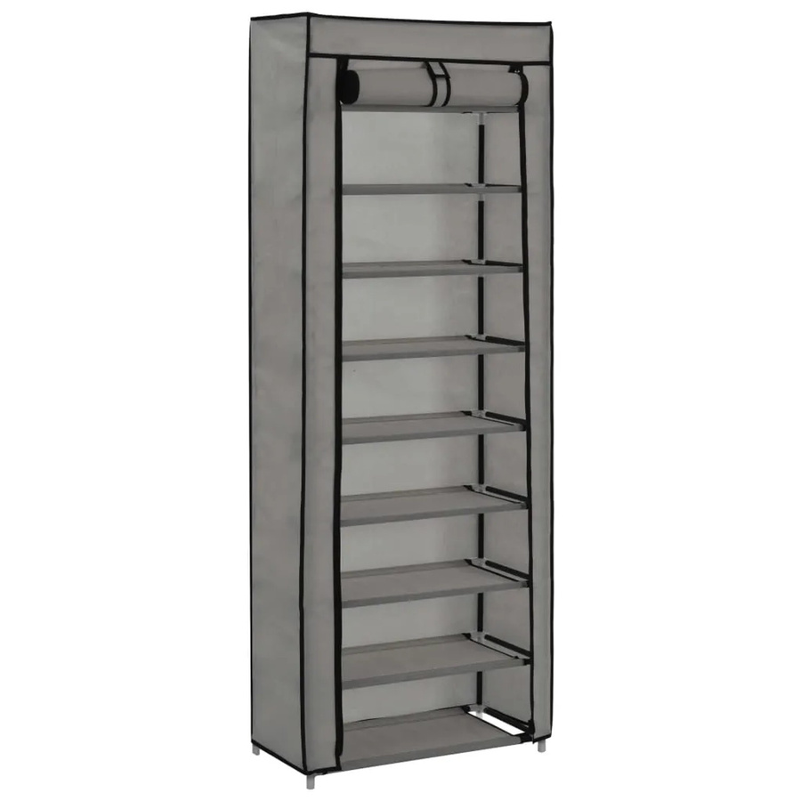 vidaXL Schuhschrank Grau mit Stoffabdeckung B: 57 cm, T: 29 cm, H: 162 cm - Bild 2