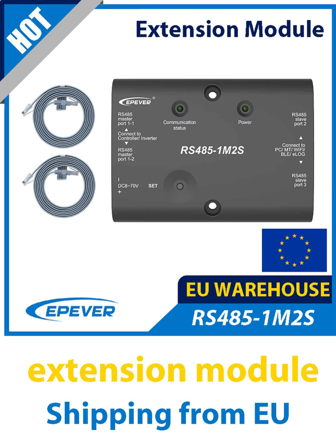 Epever RS485-1M2S Erweiterungsmodul zur Verlängerung des RS485-Kommunikationsanschlusses für Solar Controller und Wechselrichter in Schwarz - Bild 4