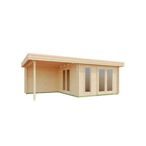 Lasita Blockbohlenhaus Anders in Natur/Unbehandelt mit Außenmaß B: 6688 cm, H: 233,7 cm, T: 414,8 cm - Bild 3