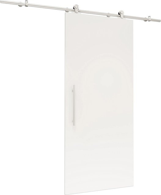 inova Holzschiebetür Komplettset Weiß mit offener Laufschiene, Stangengriff und 2-seitigem Softclose, B: 90,0 cm, H: 206,5 cm - Bild 1
