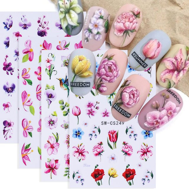 SWEET TREND Nagelaufkleber Blumen Design, 4 Stück - Bild 1