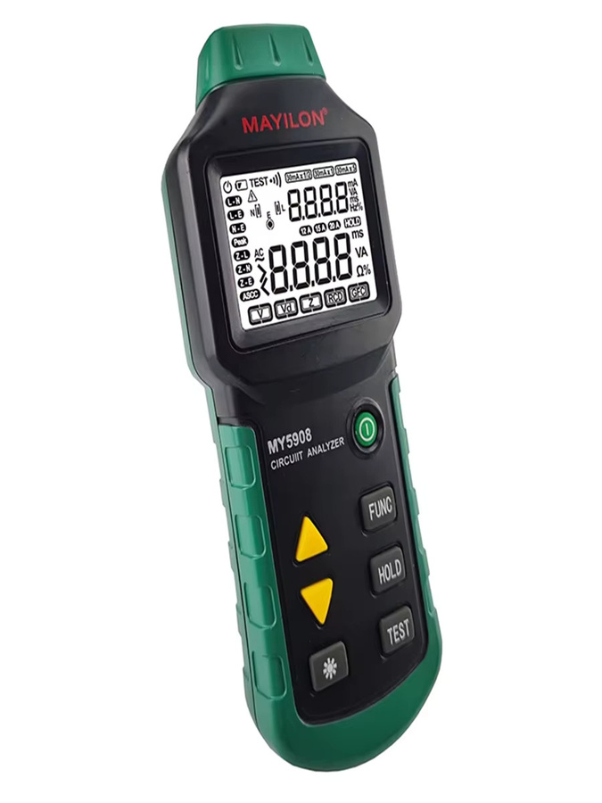 NEWRUIKE MS5908 Digitaler LCD Schaltung Analysator mit Hintergrundbeleuchtung, True RMS AC Spannung und RCD GFCI Fehler Tester, Grün - Bild 1
