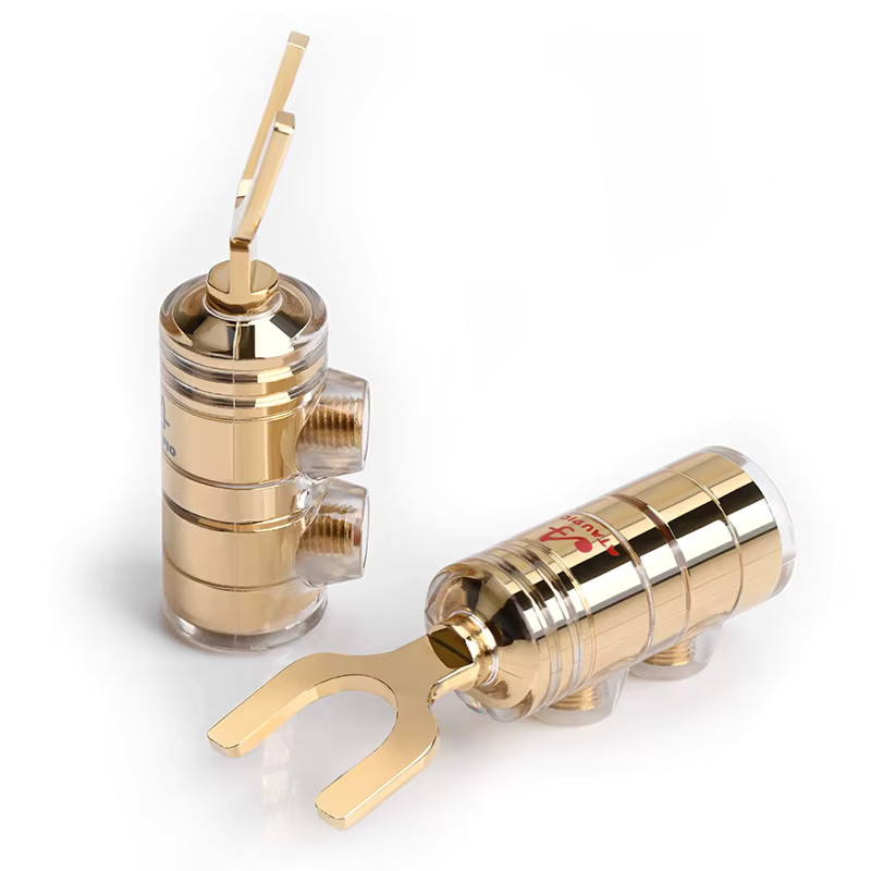 ATAUDIO HiFi Y-Stecker Set aus reinem Kupfer mit Goldbeschichtung für DIY Lautsprecherkabel, 8 Stück, Gold - Bild 2