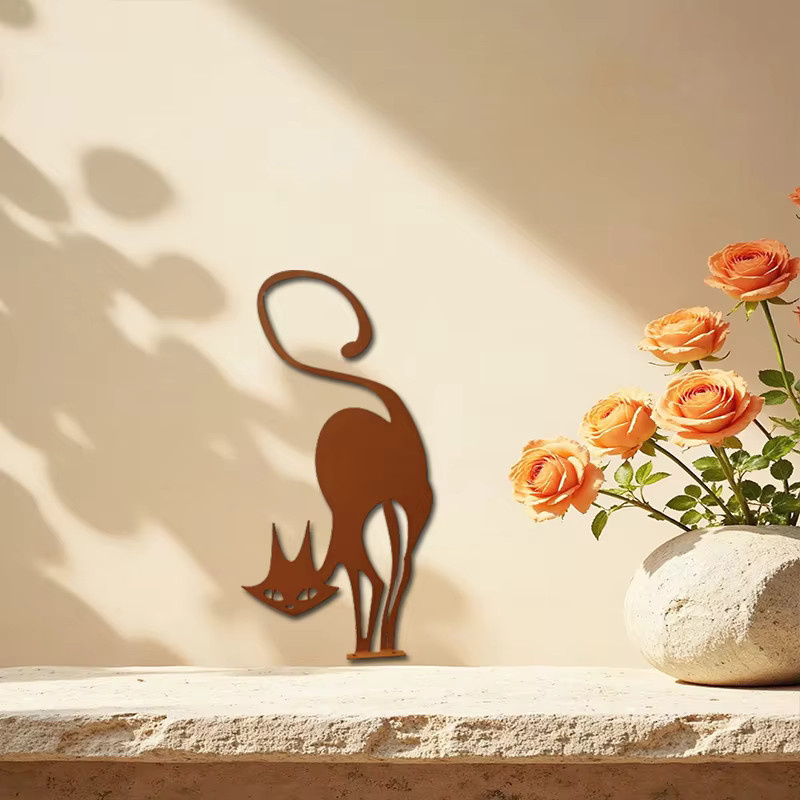 CIFBUY Rustikale Schmiedeeisen-Katzen-Gartenfigur für Halloween-Dekoration in Braun - Bild 5