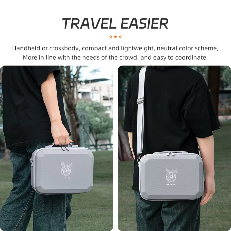 XFJI Tragetasche für DJI FlipTravel, schützende Aufbewahrungstasche aus PU-Leder, sturzsichere Hartschalen-Handtasche für Drohnen-Zubehör in Schwarz und Grau - Bild 3