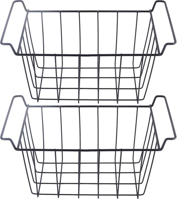 TOMTOP JMS 2er-Set Gefrierschrank Draht-Lagerkorb mit PE-Beschichtung, Hänge-Organizer für Kühlschrank, Schwarz, B: 20 cm, T: 39 cm, H: 20 cm - Bild 1