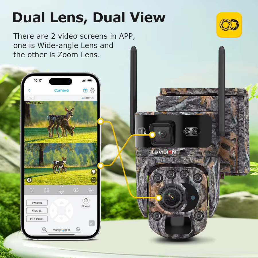 LS VISION 4G Solar Wildkamera mit 60x Zoom, Dual Screen View und WLAN für Outdoor-Einsätze inklusive Farbnachtsicht - Bild 2