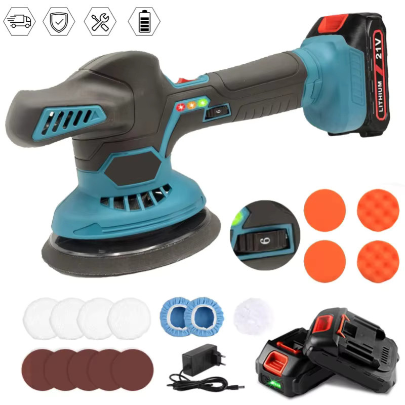 Kabelloser elektrischer Autopolierer mit 6 Gängen in Blau für Makita 21V LXT Akkus - Bild 7