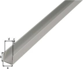 GAH Alberts U-Profil aus Aluminium, silberfarben, B: 10 mm, H: 8 mm, L: 1000 mm - Bild 1