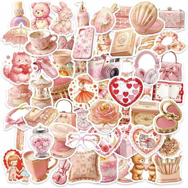 Charile Aufkleber, Rosa, Paper, 10-teiliges Set - Bild 1