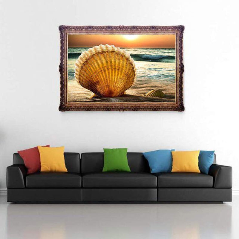 FIYO Diamond Painting Set Strandmuschel und Sonnenuntergang Motiv, Mehrfarbig, B/H: 30 x 30 cm - Bild 1
