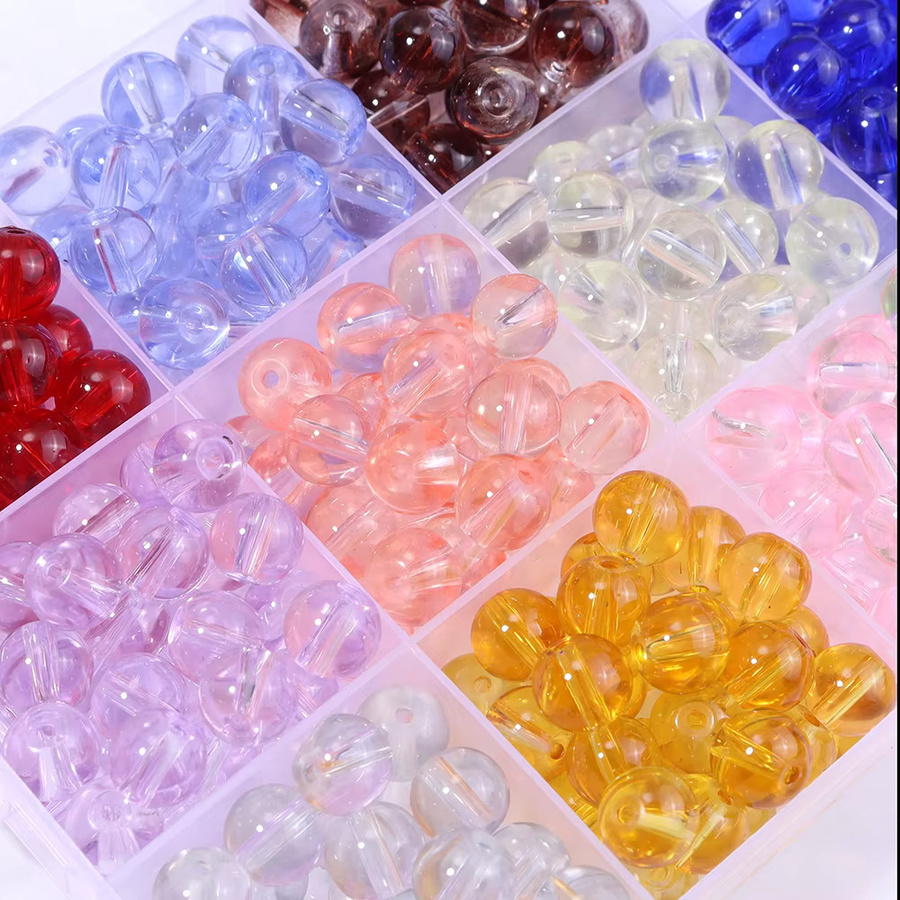 Louleur Perlen, Glas, rund, 8 mm, bunt, transparent, Spacer - Bild 5