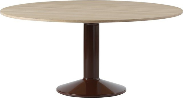 Muuto Midst Esstisch aus Holz in Braun und Beige, runder Designtisch mit zentraler Säule